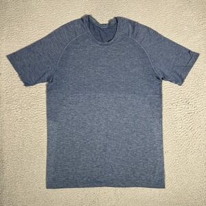 Lululemon Shirt Mens Small Blue Metal Vent Pullover Stretch Casual Gym Workout